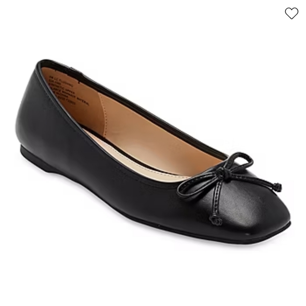 Black Women's Flats Squatre Toe - Picture 2 of 8
